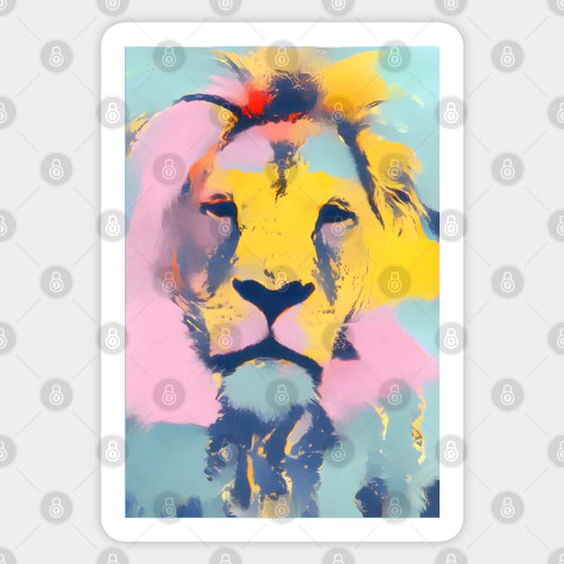 Lion Pop art remix inspired by Andy Warhol Sticker by DSQuality Design